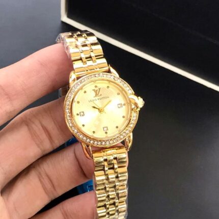 Luxury Women Stone Studded Gold Stainless Steel Top Brand Watch