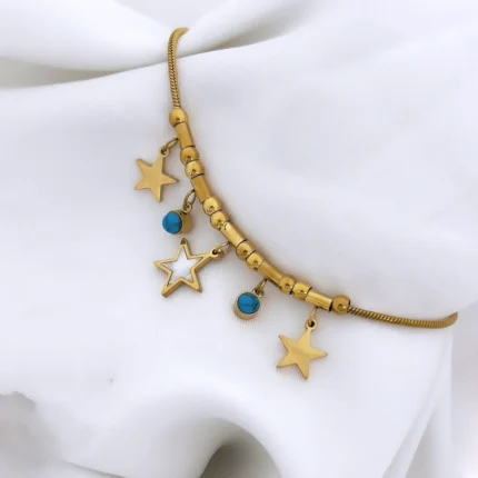 Stunning Star Charm Tarnish Free Bracelet (White)