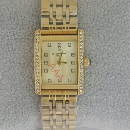 Brand Inspired Gold Stainless Steel Stone Studded Ladies Watch