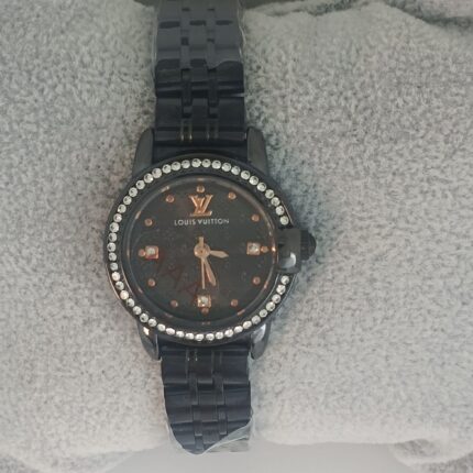 Premium Quality Stone Studded Brand Inspired Black Ladies Watch