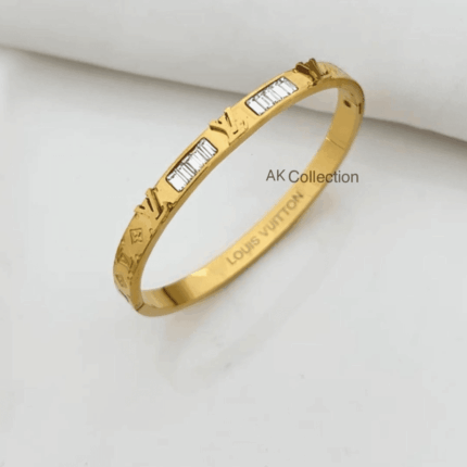 Stainless Steel Brand Inspired Bangle - Water Proof & Gold Plated