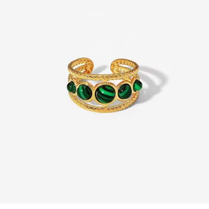 Malachite Tiger Eye Stone Ring | Adjustable Ring | Water Proof